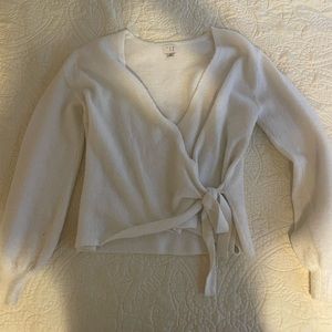 White wrap sweater